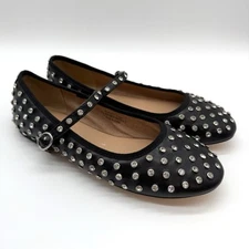 House of Harlow 1960 Mary Jane Ballet Flats 7.5 Black Rhinestone Dazzle