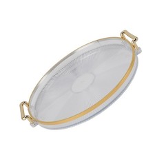 Round Tray With Gold Handle Elegant Multi Functional Golden Serving Tray For
