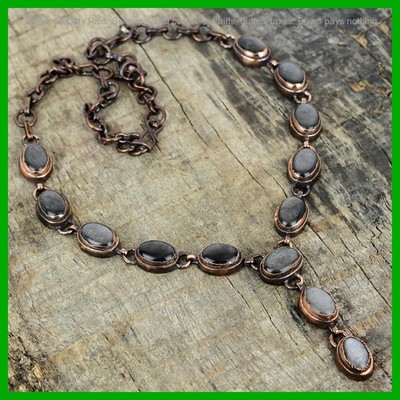 Natural Silver Sheen Obsidian Copper Electroformed Chain New Sister Necklace