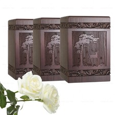 Cremation Urns for Human Ashes Adult Male Female, Wooden Carved Deer Urns Box...