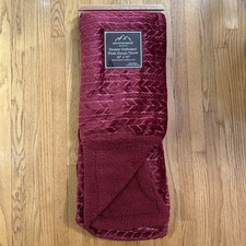 Mountain Ridge Sweater Embossed Plush Sherpa Throw - 50” x 70” - Red - Brand New