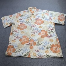VINTAGE Pierre Cardin Shirt Mens XL Floral Hawaiian Button Aloha Resort Korea