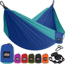 Durable Camping Hammock, 500lbs, Heavy Duty Straps, Blue, 10x6.5FT