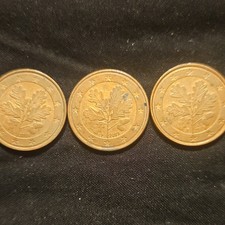 Germany 5 Euro Cent Coins 2006 2009 Oak Twig Design Copper Plated Steel Lot of 3