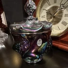 Fenton Carnival Glass Trinket Box Multicolor Iridescent Decorative Removable Lid