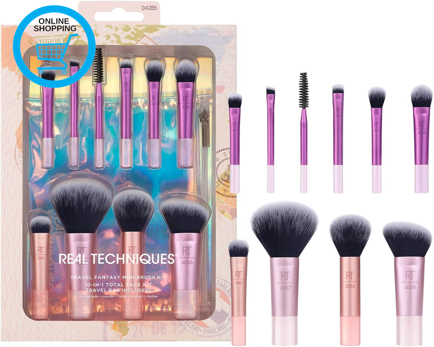 Travel Fantasy Mini Brush Kit, Makeup Brushes for Eyeshadow, Highlight, Contour,