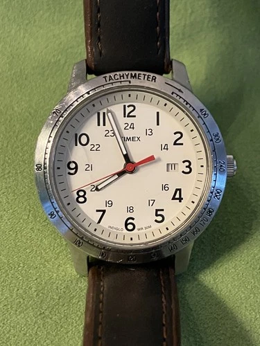 New ListingPerfect Condition Timex Indigo with Date Vintage with Orig. Leather Timex Band