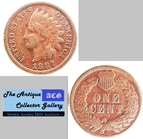 US 1887 Bronze Indian Head Cent🪙The Gilded Age🪙Antique🪙
