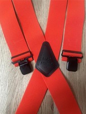 Mens Braces Heavy Duty 1.5" or 2" Orange Work Motorbike Trouser Black Clips
