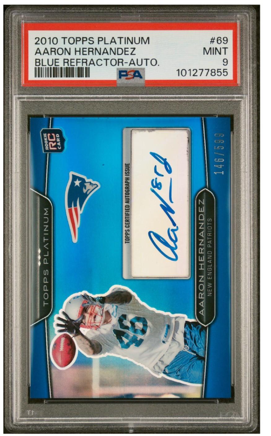Aaron Hernandez Topps Platinum #69 Autograph Blue Refractor