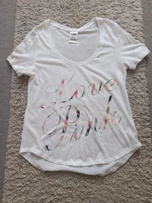 Victoria Secret Pink white womens t-shirt size 6/8 Great Condition - Image 1 of 4