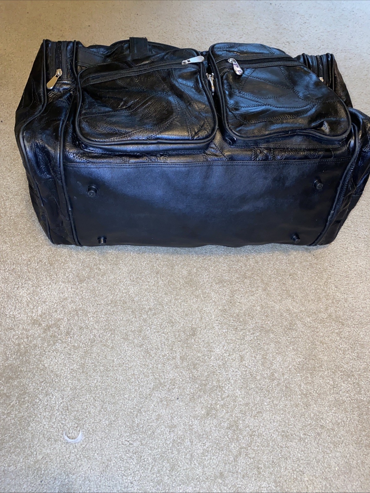 Vintage Duffle Leather Patchwork Black Large - image 5