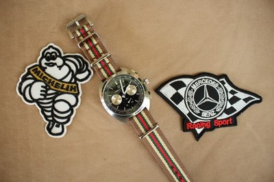 SPORTS RACING TEAM PROMO CHRONO STAINLESS BLACK DIAL CREW WATCH PATCHES BOX SET