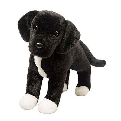 Douglas Twister Black Lab/Pit Bull Mix Plush 12'' (30 cm) Long, / White 