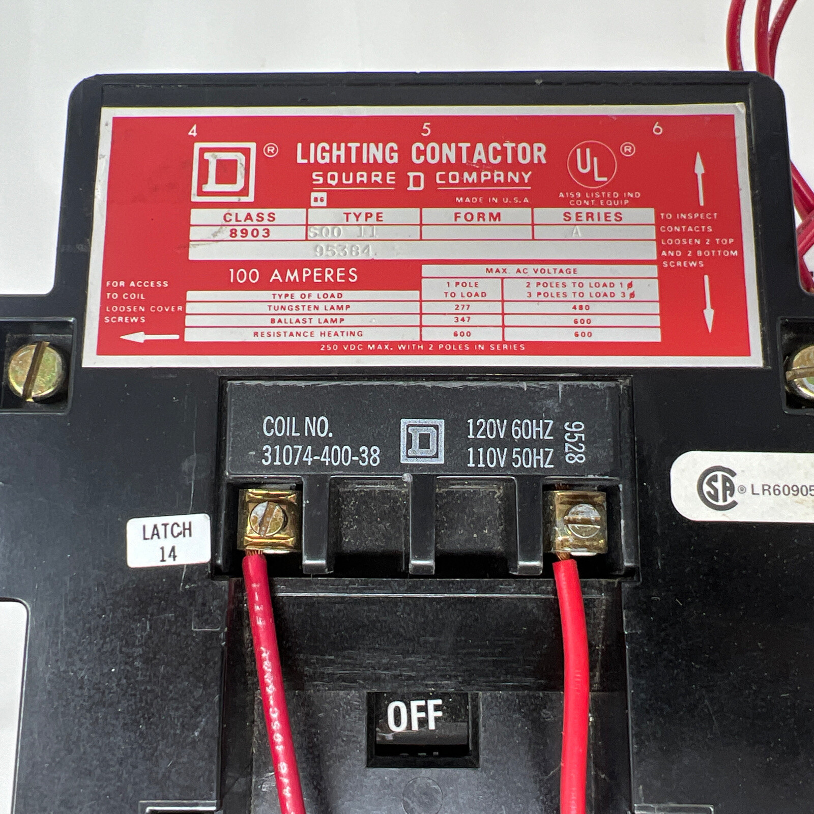 Square D 8903 SQO 11 95384 100A 3P 120V 60 HZ Series A Lighting