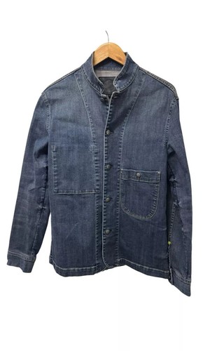 Pretty Green Denim CHORE Jacket Mens S Dark Blue Button Up SLIM FIT