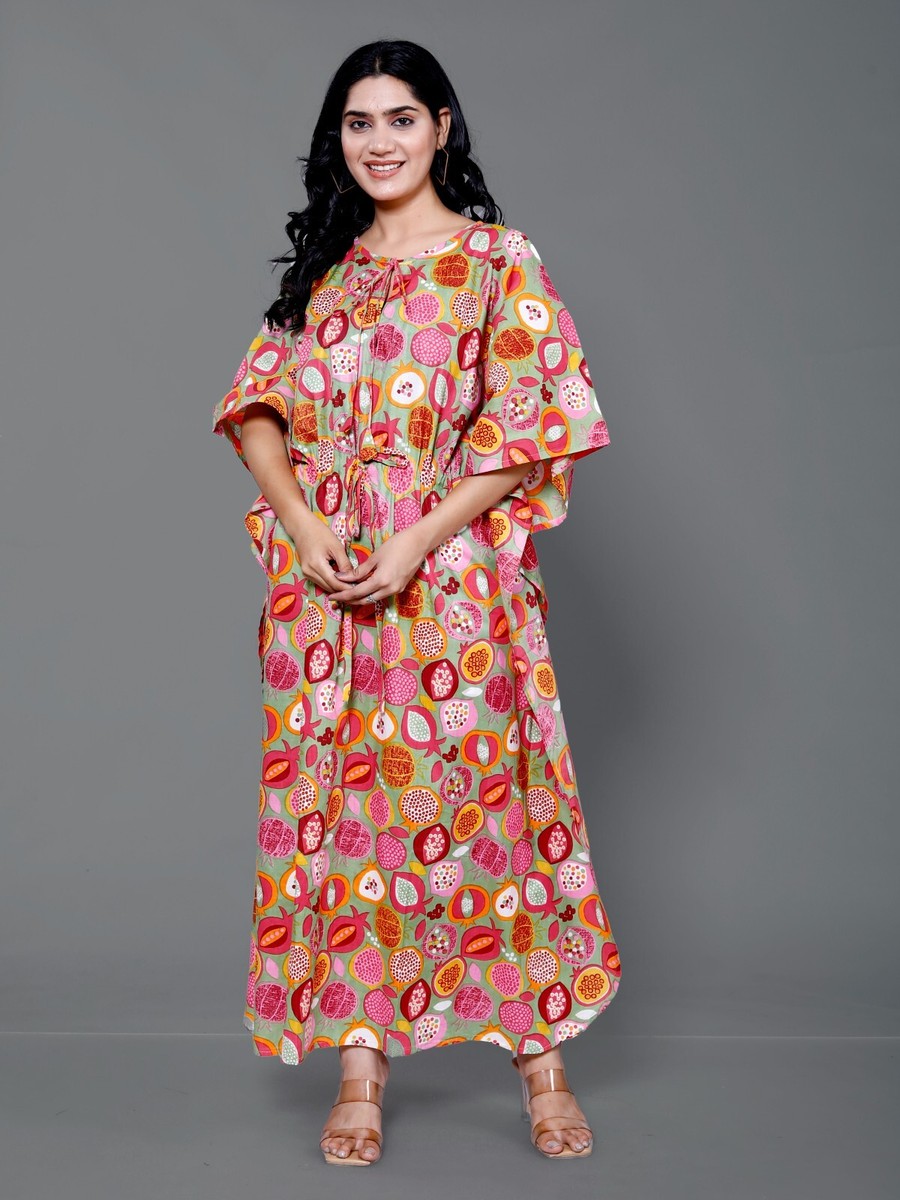 blue dress for baby girl Flower Plus Size Long Beach Red Kaftan Dress Bsubseach 7172-2 / One Size main image 1