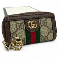 Authentic Gucci Coin Purse key ring GG Canvas Supreme brown from Japan USED