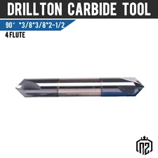 3/8" 4 Flute 90 Degree Solid Carbide Chamfer Mill - Double End - AlTiN Coated