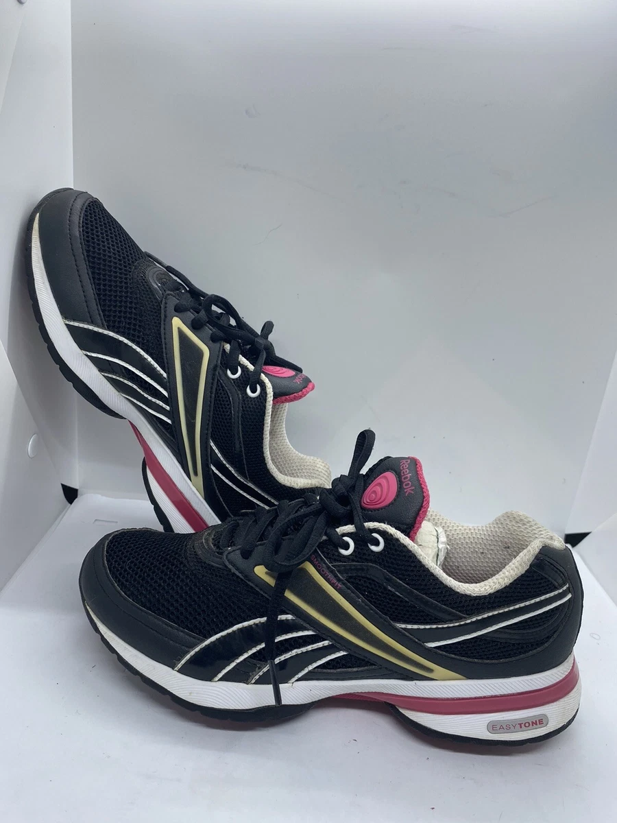 REEBOK EASY TONE Lace Up Toning Walking Running black Pink white PVN410 Sz 7.5
