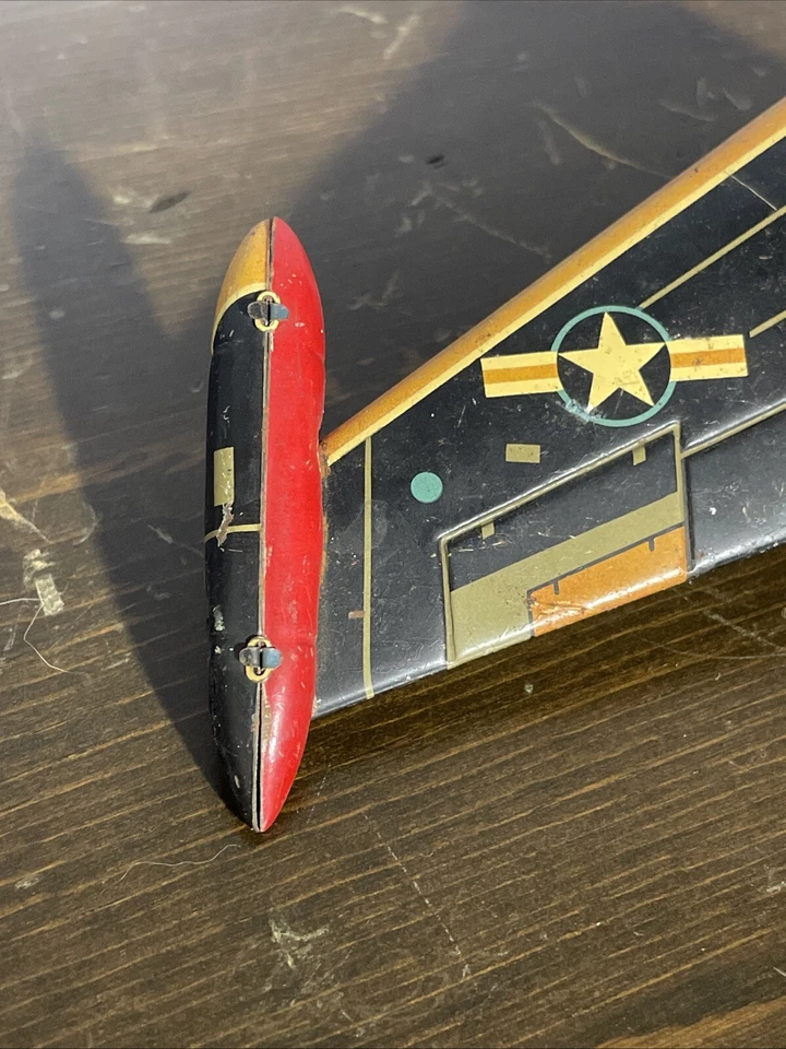 Tin NAVY Glider Milatary Craft Green And Yellow Glider Jet - Image 2 of 4