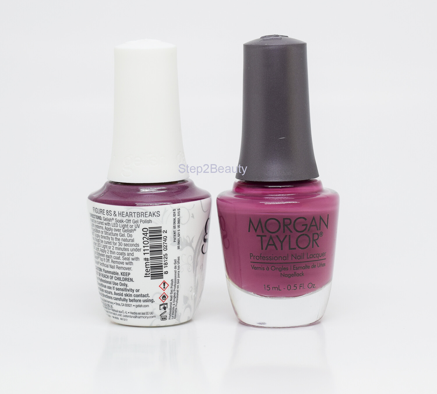 Gelish DUO Soak Off Gel Polish+Morgan Taylor Lacquer 240 Figure 8's & Heartbreak