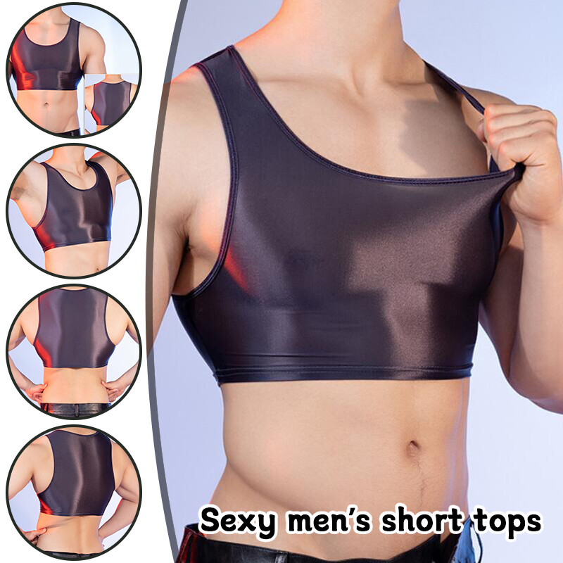 Lingerie Half Tank Top Glossy Vest Workout Sports Bras Sleeveless