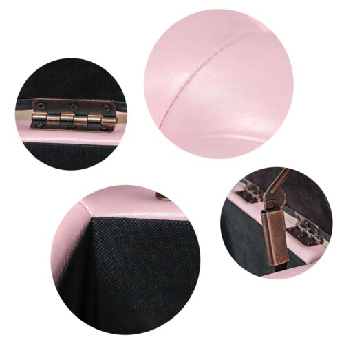 Pink Tufted Leather Square Flip Top Storage Ottoman Cube Foot Rest with Storage - Picture 5 of 9