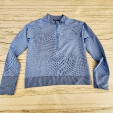Lululemon Rest Less Cropped 1/2 Zip Grid Warp Blue Nile/Night Sea Size 2