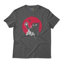 Catzilla Design - Red Circle Background, City Skyline, Helicopters - Unisex