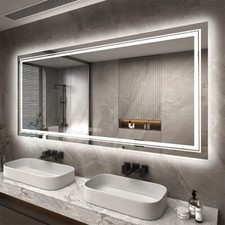 60x31'' Large LED Bathroom Vanity Mirror with Front Lights  Backlit Dimmable HD