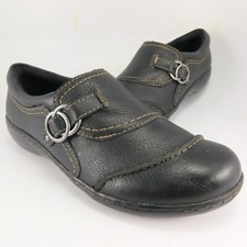 Clarks ASHLAND INDIGO Loafer Moccasin Womens Size 7M Black Leather Slip-On Flat