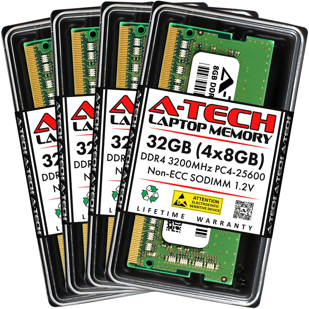 A-Tech 32GB 4x 8GB PC4-25600 Laptop SODIMM DDR4 3200 MHz Non-ECC