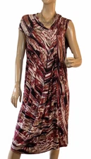 🌻*ELLIS & DEWEY ONE SIZE 8-14  JERSEY  ABSTRACT DRAPE MIDI DRESS NWT
