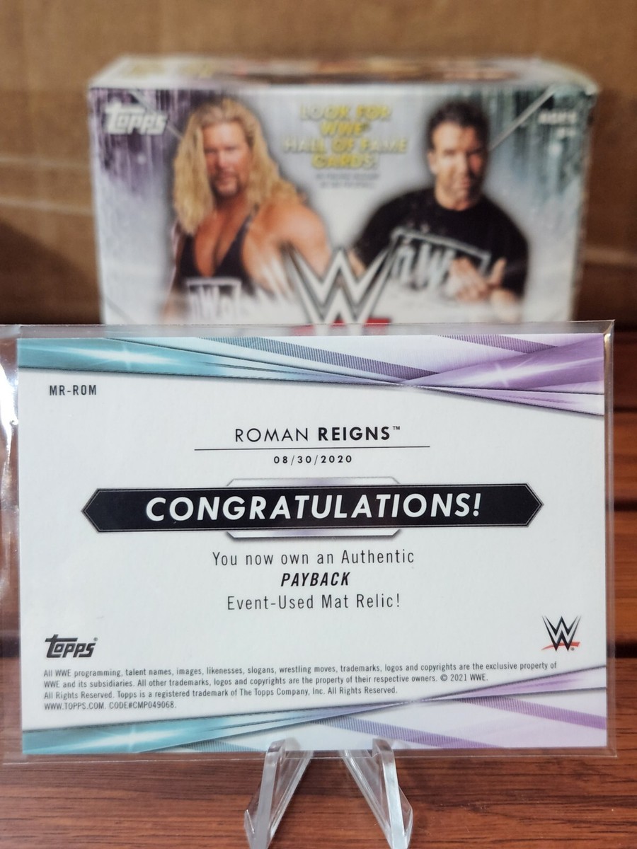 2021 Topps WWE Roman Reigns Payback Event Used Mat Relic SSP
