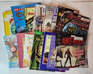 Lot of 15 Childrens Books/Dinosaurs, Christmas, Avengers, Marvel, Sharks & More