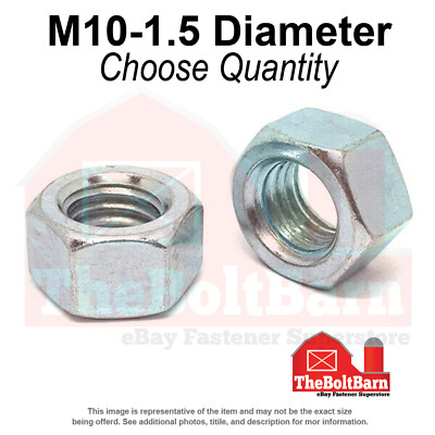M10-1.5 Class 10 Finished Hex Nut Zinc Clear Coarse Thread (Pick Quantity)