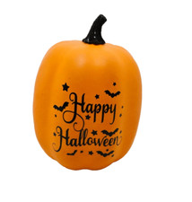 Happy Halloween 7 Inch Orange Pumpkin Tabletop Glitter Decor