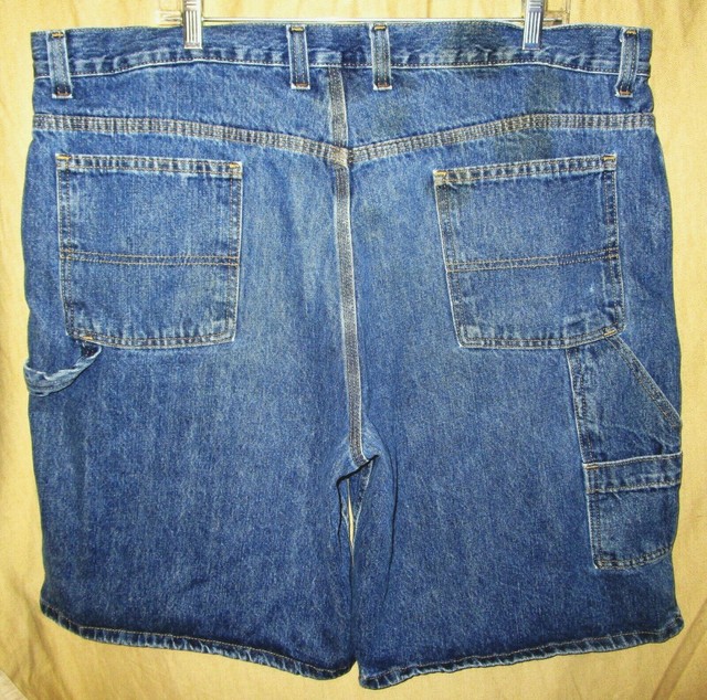 Faded Glory Mens Carpenter Shorts Cotton Denim Distressed Blue 42x11