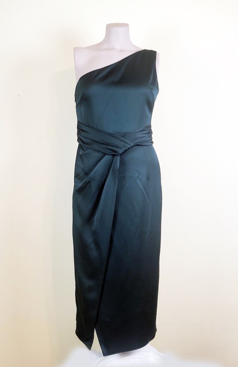ted baker zaaraa one shoulder dress TED BAKER LONDON NWT One-Shoulder Pleated Waist Satin Sheath Midi Dress US  2 XS