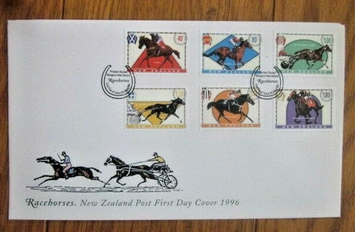 NEW ZEALAND  RACEHORSES 6 STAMPS COMPLETE SET 1994  FDC