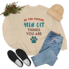 Cat jumper, groovy aesthetic sweater, cat owner quote pullover Sweatshirt,