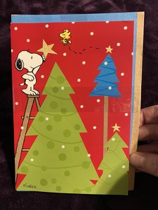 The Peanuts Gang Hallmark 8 Christmas Cards Snoopy Woodstock Tree Star Glitter Ebay