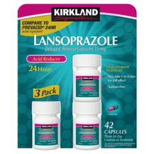 Kirkland Lansoprazole 15mg Acid Reducer Delayed-Release, Lot of 42 or 84 Capsule