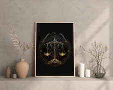 Libra Horoscope Zodiac Wall Art Print Framed Libra Zodiac Astrology Poster