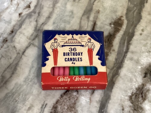 VTG Box Of Birthday Candles Betty Bowling  28 Multi-Color
