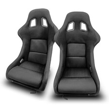 Wider Black Fabric Leftright Fiber Glass Pole Position Racing Bucket Seats Wider Black Fabric Leftright Fiber Glass Pole Position Racing Bucket Seats