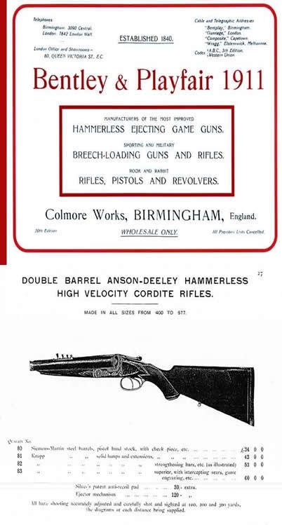Bentley &amp; Playfair c.1911 Gun Catalogue (UK) | eBay