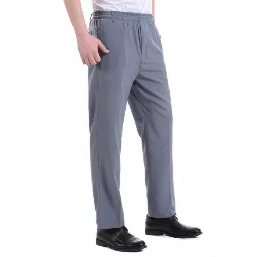 Hombres Pantalones Pantalones Pierna Recta Cintura Elástica Negocios Formales Sueltos Verano Negro - Imagen 4 de 19