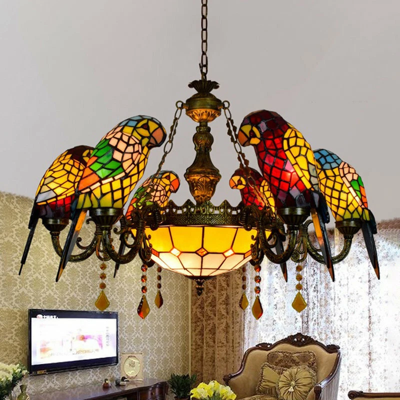 Stained glass chandelier lighting deals